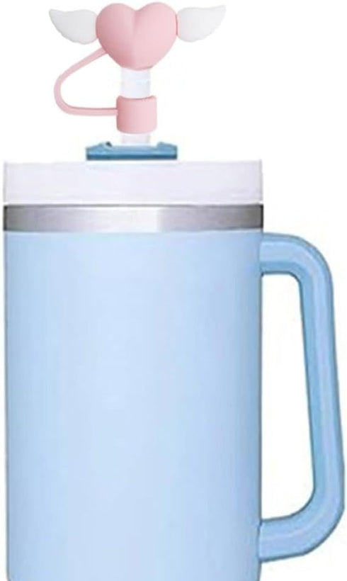 Purple Straw Cover,Love Wing Straw Covers Cap Toppers for Stanley Cup,10mm Silicone Straw Cover Fits For Stanley 30&40 Oz Tumbler,Themed Party Gif...