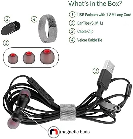 USB Earbuds Headphones for Computer, Noise-Isolation in-Ear Earphones with Microphones, USB DAC & 1.8M Cord, Universally Compatible with Laptop, D...