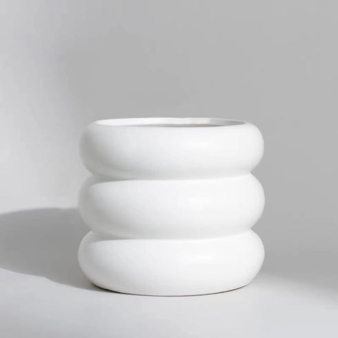 Ceramic Plant Pot Indoor, 4.5 Inch Flower Pot with Drainage Hole, Small Bubble Design Ceramic Planter for Home & Office Decor (White)...