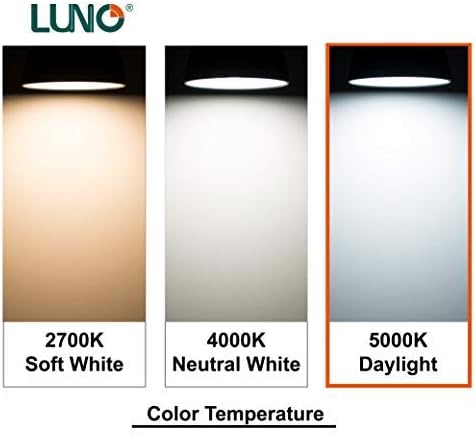 LUNO A19 Dimmable LED Bulb, 11W (75W Equivalent), 1100 Lumens, 5000K (Daylight), Medium Base (E26),UL & Energy Star (4-Pack)...