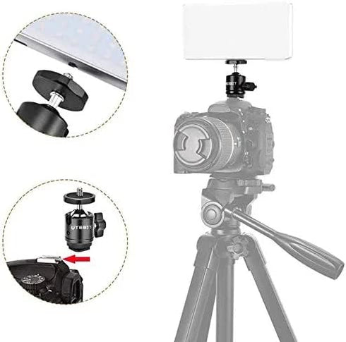UTEBIT 2 Pack Mini Ball Head with 1/4" Hot Shoe Mount Adapter Max Load 5.5lb 360° Swivel Tripod Ball Head for DSLR Camera Camcorder, Light Bracket...
