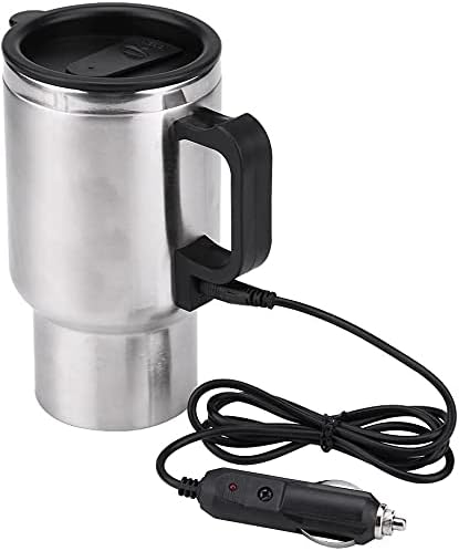 GOTOTOP Car Heating Cup 12V 450ML Electric Car Kettle Portable Stainless Steel Cigarette Lighter Heating Drinking Cup Heated Travel Mug Electric T...