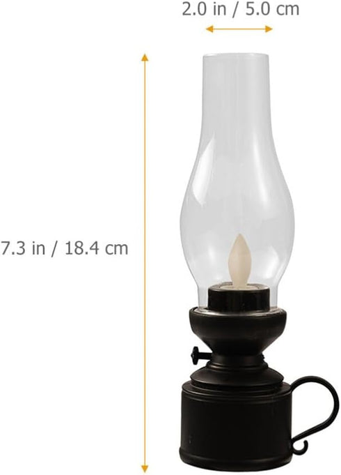 Zerodeko Kerosene Lamp Vintage Flameless Table Lamp Led Kerosene Lantern Clear Hurricane Lamp Battery Operated Nightstand for Bedroom Living Room ...