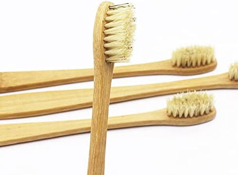 Boar Bristles Natural Bamboo Toothbrush Eco-Friendly Biodegradable Zero Waste Pack of 12...