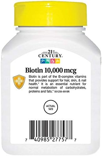 21st Century Biotin Tablets, 10,000 mcg,2 Count...
