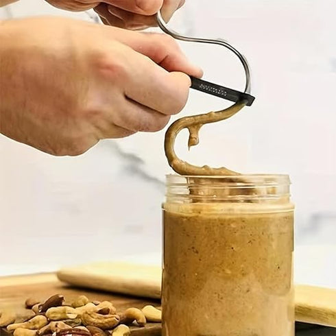 Peanut Butter Stirrer Mixer Tool Natural Nut Butter Mixer Stainless Steel Material Hand-Turned For Kitchen Tool(2pcs)...