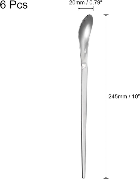 uxcell Set of 6 Long Handle Spoon, 10-Inch Stainless Steel Ice Cream Spoon Cocktail Stirring Spoons Coffee Spoons for Mixing, Beverage, Coffee (Si...