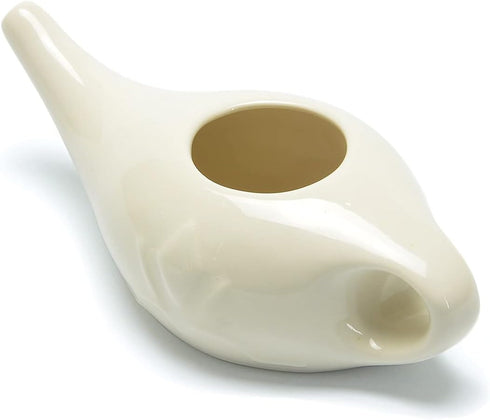 Ceramic Neti Pot for Nasal Sinus Cleansing Wash Irrigation Relief - Microwave and Dishwasher Safe - Petite...