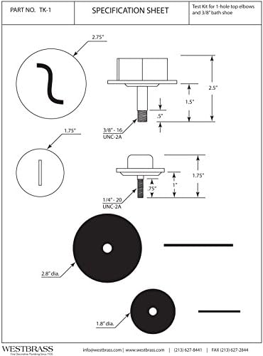 Westbrass 1-Hole Waste & Overflow Test Kit, TK-1...