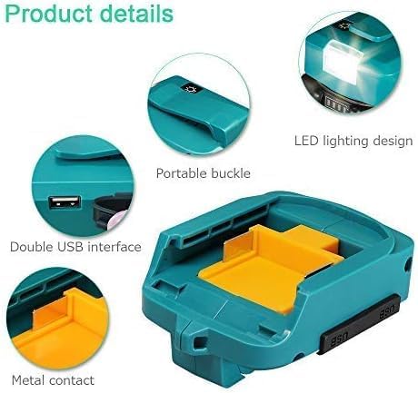 USB ADP05 Power Source for Makita 18v Battery Charger with 2 USB Ports and LED Light for 14.4v ~ 18v Battery Lithium-Ion...
