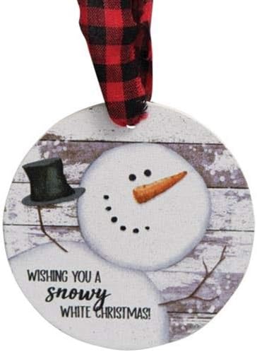 Set of 3 Snowman Shiplap Style Christmas Wood Ornaments - Close to Heaven Down to Earth - Wishing You a Snowy White Christmas - Flakes Run in Our ...