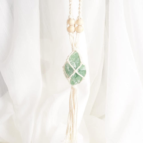 Natural Green Fluorite Meditation Healing Crystals Feng Shui Hanging Ornament for Car, Window, Home Decor...