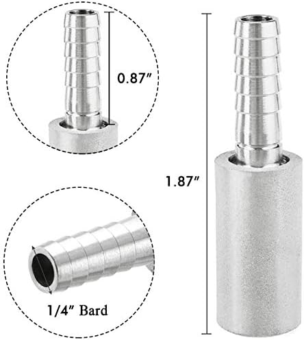 YOUHO 2PCS 0.5 Micron Diffusion Stone Stainless Steel Aeration Stone Carbonating Stone with 1/4" Barb for Homebrew Wine Beer Soda Air Stone...