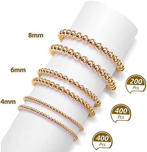 WILLBOND 1200 Pieces Round Beads for Jewelry Making Spacer Smooth Ball Beaded Seamless Loose Ball Embellishments with Holes for Stackable Bracelet...