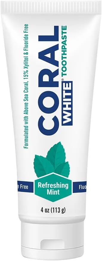 Coral White - Coral White Mint Toothpaste Natural Fluoride SLS Free Coral Calcium Remineralizing Toothpaste 4 Ounce...