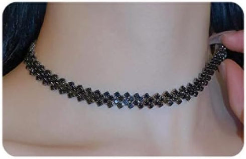 Sparkling Crystal Choker Necklace for Woman Girls Silver/Black Rhinestone Choker Necklace Beautiful Little Necklace Perfect Wedding Prom Jewellery...