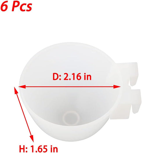 6 Pcs Mini Bird Food Bowl Feeder, Parrot Convenient Hanging Container, Plastic Pigeon Bird Cage Dish (White)...