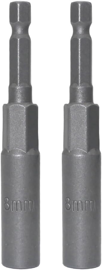 1/4 inch Drive Socket Wrench with Hexagonal Shank Deepened Electric Wrench Adapter Nut Drill Tool 2-pcs (8mm)...