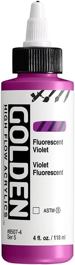 GOLDEN High Flow Acrylics, Fluorescent Violet, 4 fl. oz. / 118 ml Bottle...