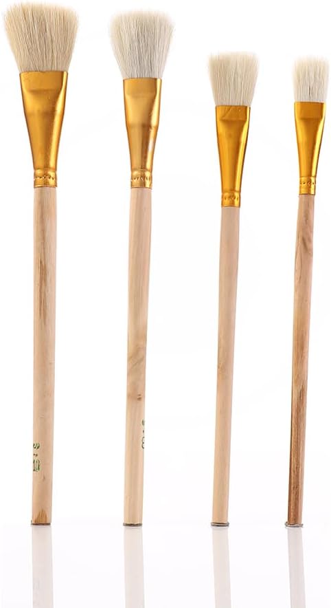 10Pcs/Set Pig Hair Wood Handle Artist Paint Brush Brush Watercolor Painting Art Supplies for Beginners and Professionals...