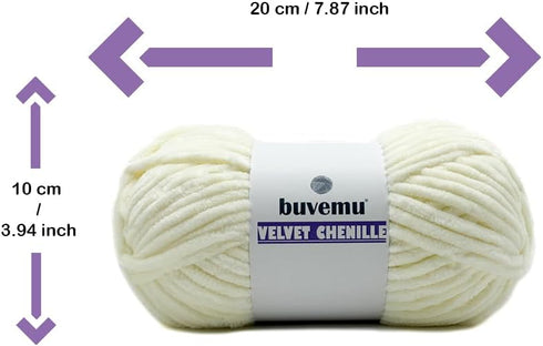 Velvet Chenille Yarn, Super Soft Fluffy Bulky for Knitting Crocheting Crafting Blanket Amigurumi, 100 Gram (3.53 Ounces) 131 Yards (120 Meters) (C...