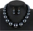 Womens Faux Big Pearl Choker Necklace and Drop Earring Set Fashion Large Simulated Pearl Statement Collar Bib Necklace Earrings Costume Jewelry Se...
