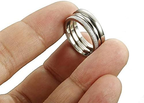 3Pcs 2mm Eternity Stackable Stainless Steel Band Ring for Girls Statement Wedding Ring For Women Shiny And Hammered Resin Rings Rose Gold...