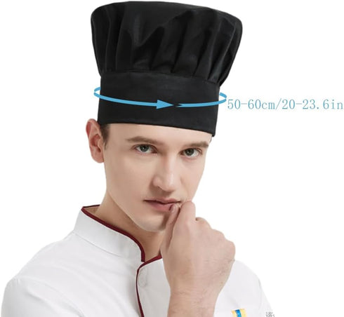 2PCS Adjustable Chef Hats with Removable PET Anti-Fog Sheet Mask - Pure Cotton, Reusable, and Washable for Kitchen or BBQ Black...