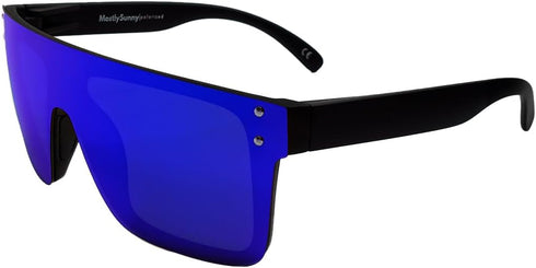 Mostly Sunny - Polarized UV400 Rimless Single Full Lens Square Flat Top Shield Wraparound Oversized Sunglasses Men Women...