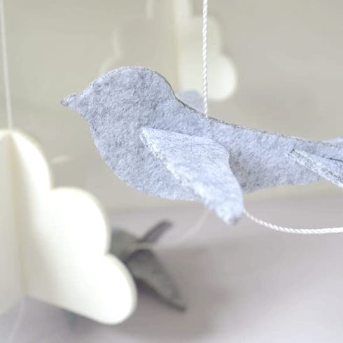 Baby Crib Mobile (Birds and Clouds) - Nursery Decor Ceiling Mobile for Boys & Girls - Crib Accessories - Grey & White...