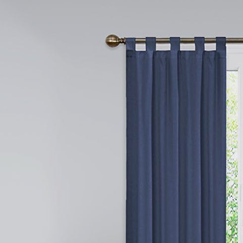 PAIRS TO GO Montana Modern Decorative Tab Top Window Curtains for Bedroom or Living Room (2 Panels), 30" x 84", Indigo...