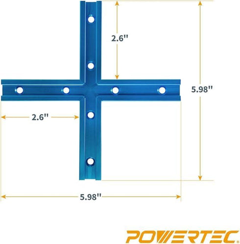 POWERTEC 71609 3" T-Track Intersection Kit with Predrilled Mounting Holes, for Universal T Track, T Track Accessories for Woodworking Jigs and Fix...