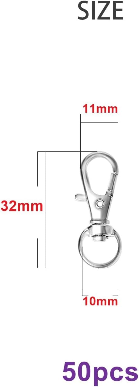 50pcs Swivel Snap Hooks Premium Metal Silver Lobster Claw Trigger Clasps for Lanyard Keychain Rings Bag Purse Tag Jewelry Making DIY Crafts Length...