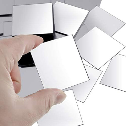 50 Pieces Mini Size Acrylic Square Mirror Adhesive Small Square Mirror Craft Mirror Tiles for Crafts and DIY Projects Supplies (3 Inches)...