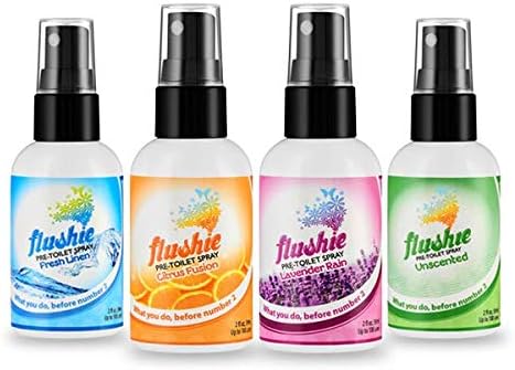 Flushie Pre-Toilet Spray 8-Ounce Bottle, Bathroom Deodorizer Perfect for Travel 8oz 1 Pack (Unscented, 1 Pack)...