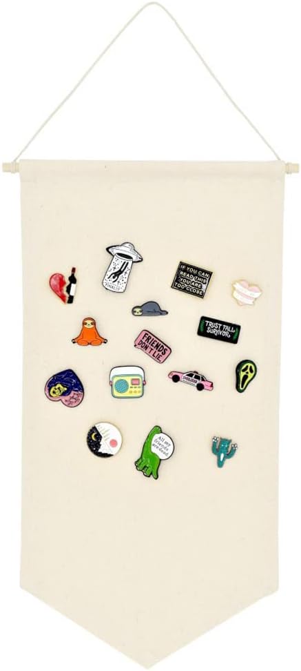 Wall Hanging Brooch Jewelry Storage Case Canvas Display Stand Enamel Pin Display Banner Holder Earrings Necklace Glitter Pin Collection Organizer ...