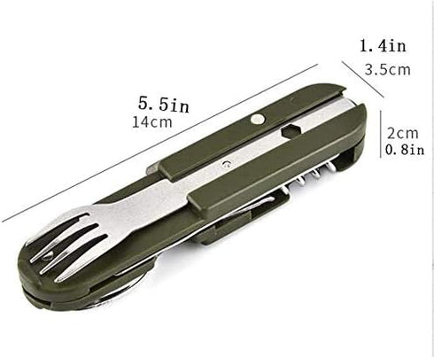 Detachable camping tableware set,Portable 5-in-1 stainless steel travel tableware,Multifunctional folding tableware,Outdoor tableware,Travel table...