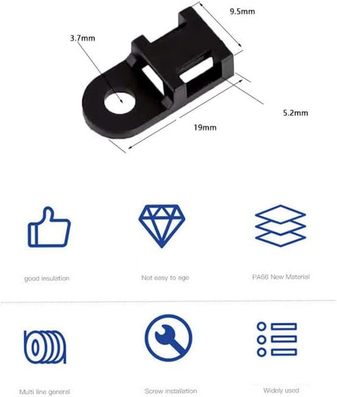 60 Set Cable Zip Tie Mounts Kit Black 6" Zip Ties, Black Cable Tie Base and Tapping Screw - Wire Cable Clips Organizer Holders Clamps...