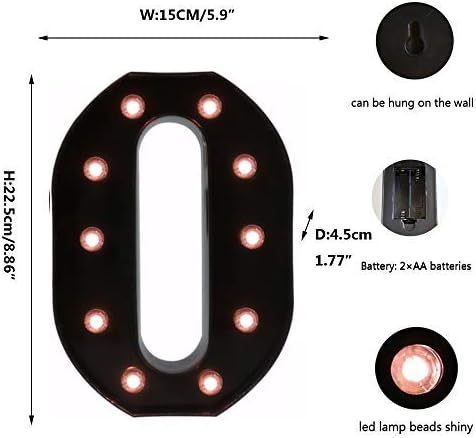 Light Up Black Alphabet Marquee Letters Sign LED Marquee Number Lights Sign for Night Light Home Bar Christmas Lamp Birthday Party Wedding Decorat...