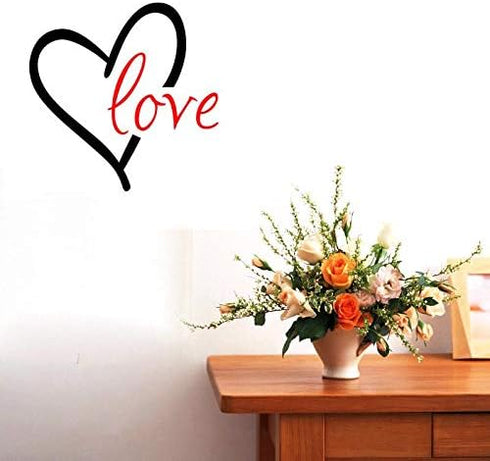 BIBITIME 16.93" x 16.93" Black Heart Red Love Wall Decal Valentine's Day Vinyl Sticker for Baby Infants Toddlers Nursery Bedroom Children Kids Roo...