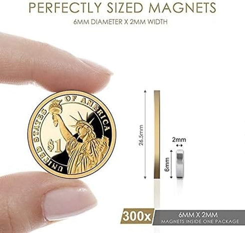 DIYMAG 300 PCS Small Refrigerator Premium Brushed Nickel Fridge, Office Magnets, 6x2 mm...