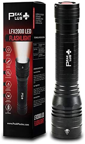 PeakPlus High Powered LED Flashlight LFX2000, Brightest High Lumen Light with 5 Modes, Zoomable and Water Resistant, Best Flashlights for Camping,...