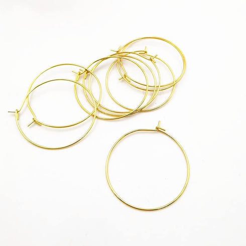 Stainless Steel Round Hoop Earrings Wine Rings Findings for DIY Craft Earring Making (25mm, Gold)...