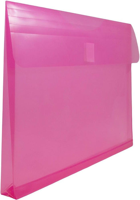 JAM PAPER Plastic Expansion Envelopes with Hook & Loop Closure - Letter Booklet - 9 3/4 x 13 with 1 Inch Expansion - Fuchsia Pink - 3/Pack...