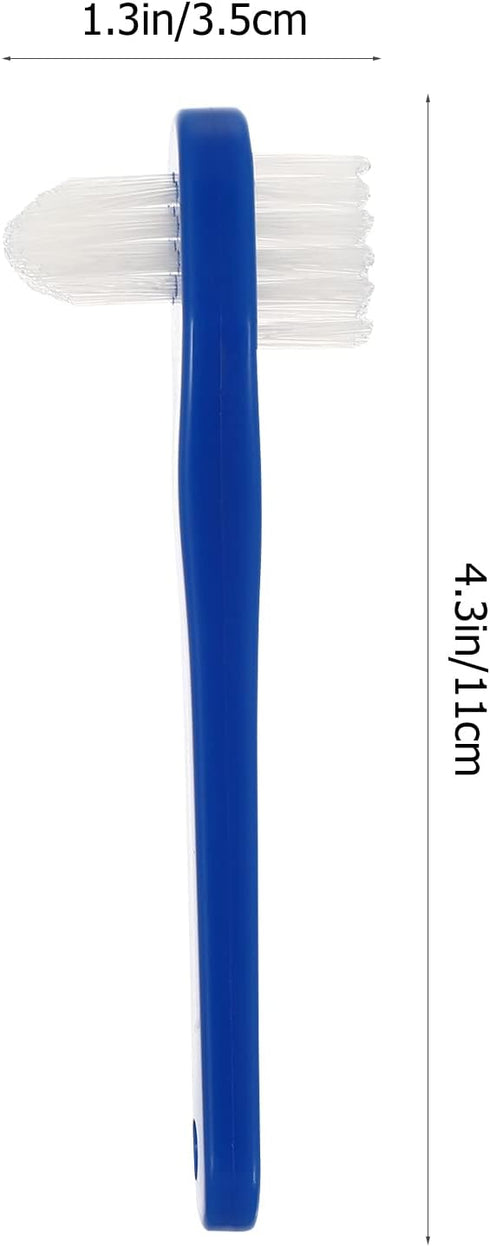 Healifty Denture Brush False Teeth Cleaning Tool Double Sided Toothbrush Denture Cleaning Brush 2pcs (White+Blue)...