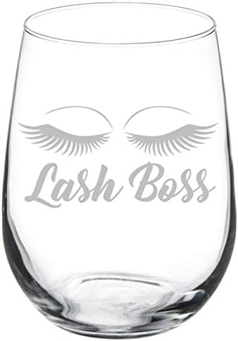 Wine Glass Goblet Makeup Lash Extension Artist Lash Boss (17 oz Stemless)...