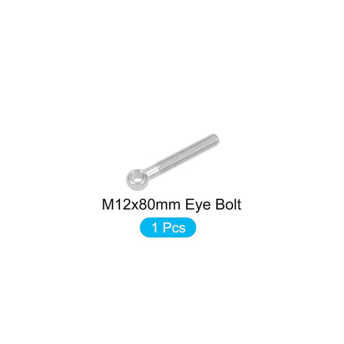 Shoulder Swing Lifting Bolt (M12x80mm) 1Pcs, 304 Stainless Steel Eye Bolts - for Home Renovation, Pipeline Gate Valves Fasteners, Silver...