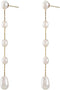 Irregular Freshwater Cultured Pearls Long Drop & Dangle Earrings 14K Gold Plated Pearl Tassel for Women (5 PEARLS)...