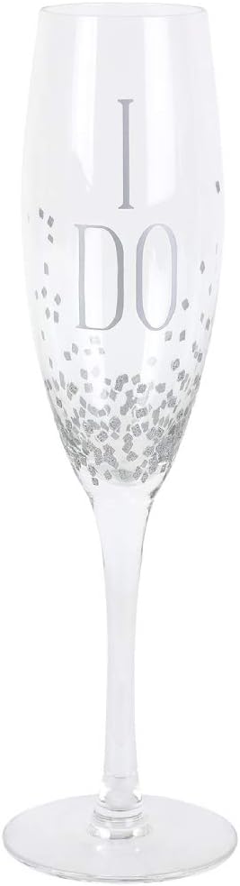 Enesco Our Name is Mud I Do Glittered Wine Glasses Wedding Champagne Flute, 2 Piece Set, Clear...