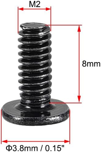 uxcell M2x8mm Phillips Screw Fastener Black 3.8mm Dia Screw Head for Laptop PC TV Fan Switch 100pcs...